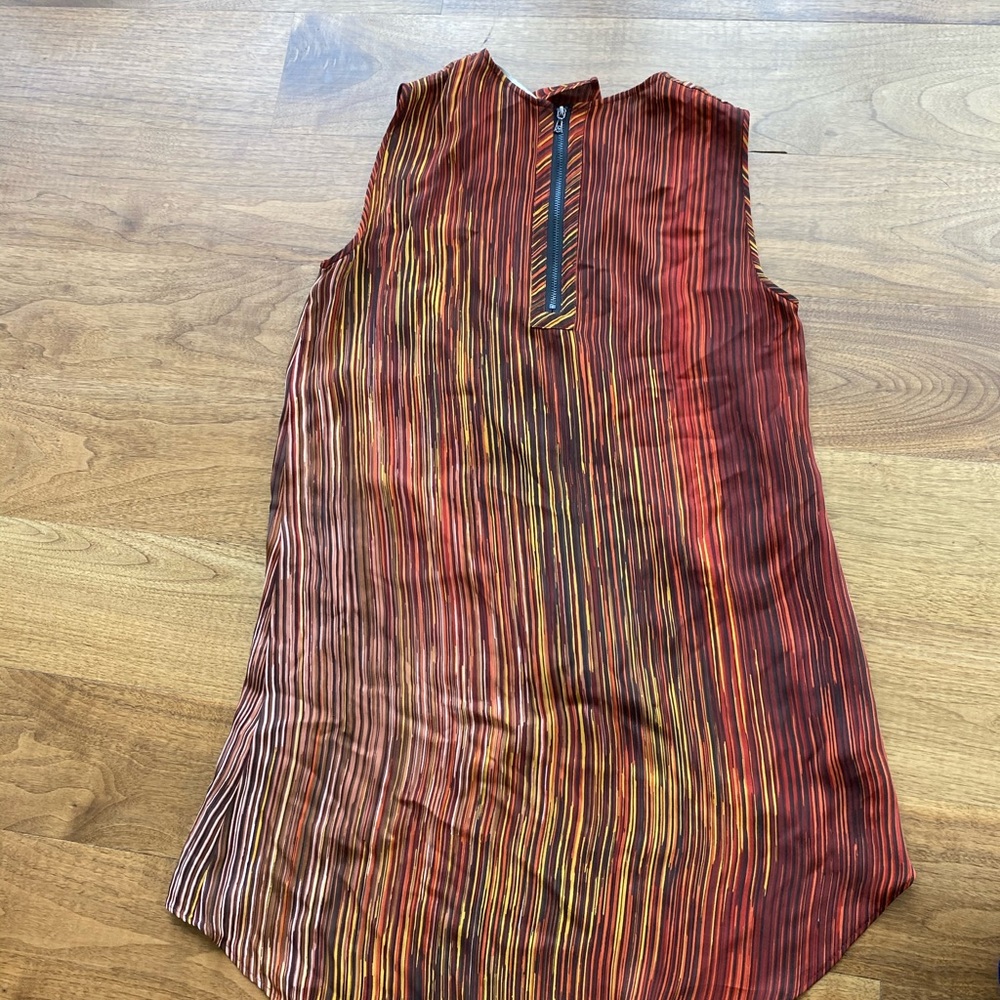 Max Azria Orange Pattern Asymmetrical Pattern Tank - image 3